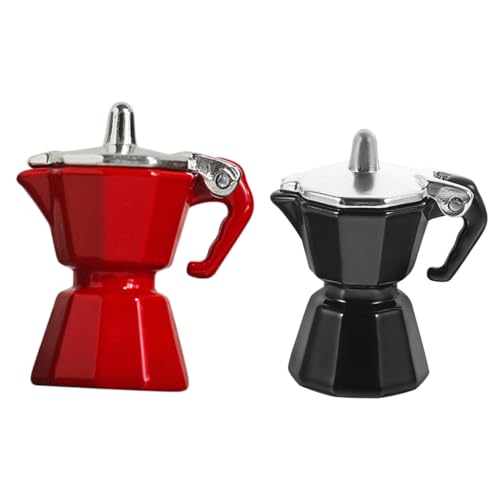 JOINPAYA 2-teiliges Miniatur-kaffeekanne-Set Realistische Simulation Espresso Für Puppenhaus-Dekoration Robustes Metallhandwerk Mini-küchenzubehör-Set von JOINPAYA