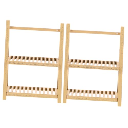 JOINPAYA 2st Puppenhaus-Blumenständer: Regal Mini-Display-Regal Puppenhaus-ausstellungsregal Mini-brotregal Kleines Hauszubehör Miniatur-lagerregal Bücherregal Lagerregal Holz von JOINPAYA