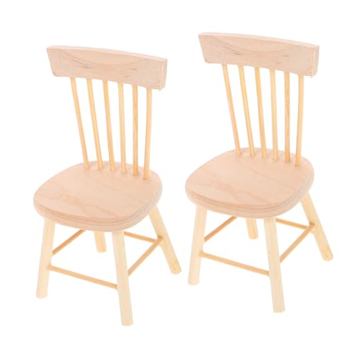 JOINPAYA 2st Puppenstubenstuhl Winzige Modellmöbel Gaming-stühle Zubehör Puppenhausmöbel Bausätze Accessoires Und Möbel Chaiselongue Gel-sitzkissen Sessel Ergonomisch Anzeige Hölzern Beige von JOINPAYA