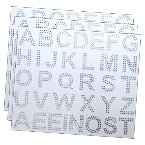 JOINPAYA 3 Blätter Strass-Aufkleber Schmucksteine gems bügeln Glitzersteinchen Aufbügler zarte Strassbuchstaben künstliches Diamantdekor Bekleidungsversorgung DIY-Versorgung Acryl Weiß von JOINPAYA