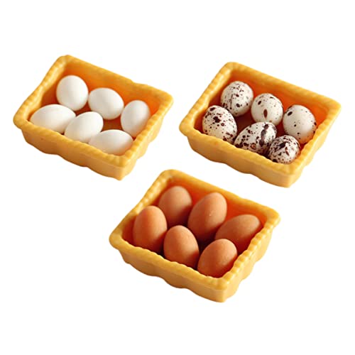 JOINPAYA 3 Sätze Mini verpackte Eier Puppenstuben-Eier Feinschmecker Kleinkinder Miniatur-Eier für kinderspielzeug + Mini-Eierschalen Mini- -Requisiten Harz von JOINPAYA