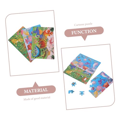 JOINPAYA 3 Sätze Teiliges Holzpuzzle mit Cartoon Tieren und Dinosauriern Pädagogisches Lernspielzeug für Langlebiges Interaktives DIY Puzzle Kreativität und Hand Auge Koordination von JOINPAYA