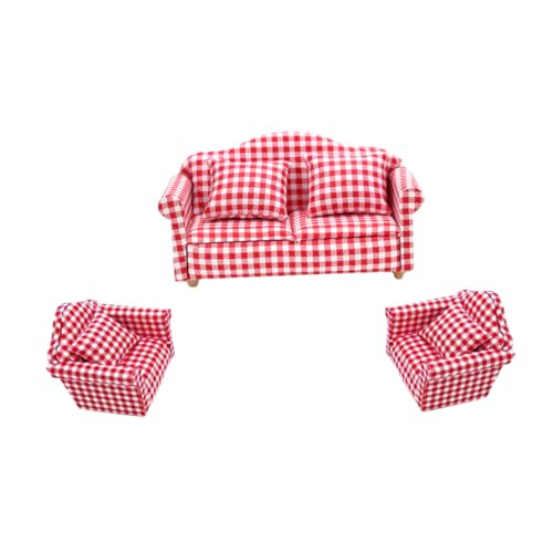 JOINPAYA 3 Sätze Teiliges Mini Sofa Modell mit Kissen für Puppenhaus Dekoration Kariertes Design für Kreative Spielwelten und Realistische Wohnatmosphäre JOINPAYA 3 Sätze Teiliges Mini Sofa Modell mit Kissen für Puppenhaus Dekoration Kariertes Design für Kreative Spielwelten und Realistische Wohnatmosphäre von JOINPAYA