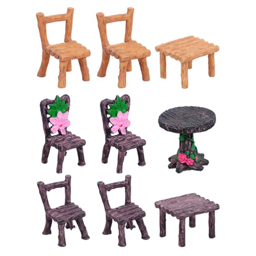 JOINPAYA 3 Sets Mikrolandschaftsminiatur: Stuhl- und Tischmöbelset aus Resin - Puppenhauszubehör aus Resin - Landschaftszubehör für Feengärten von JOINPAYA