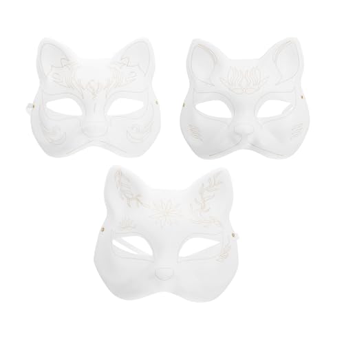 JOINPAYA 3 Stile Linie Weiße Tiermaske: Weiße Bemalbare Masken Blank Katze Maske für DIY Maskerade Halloween Cosplay Kostüm Elastische Riemen 3 Stück 18,5cm JOINPAYA 3 Stile Linie Weiße Tiermaske: Weiße Bemalbare Masken Blank Katze Maske für DIY Maskerade Halloween Cosplay Kostüm Elastische Riemen 3 Stück 18,5cm von JOINPAYA