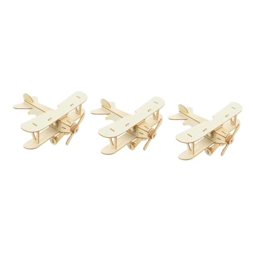 JOINPAYA 3 Stück DIY Holzflugzeug Modellbausatz zum Zusammenbauen Bemalbar Handgefertigtes Holzflugzeug Puzzle für Fördert Kreativität und Feinmotorik Pädagogisches für Jungen und Mädchen von JOINPAYA