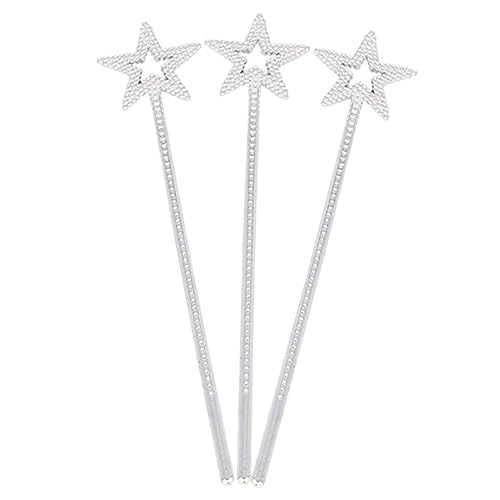 JOINPAYA 3 Stück Engel Zauberstab Fairy Wand Kinderkleider igelkostümkinder merksam Sternenform für Party LED Geburtstag funkeln Sternstab-Sticks Zauberstäbe Sternenstäbe Harz Silver von JOINPAYA