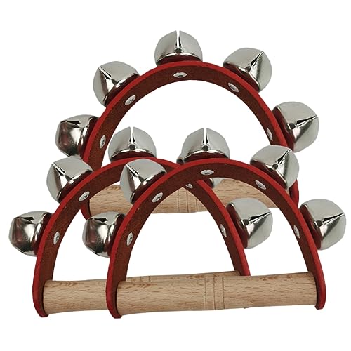 JOINPAYA 3 Stück Handglocke Aus Leder Mit Fünf Glocken Trommel Sensorisches -handglocke- Bildungsspielzeug Kinderhandklingel Kinderklingel Holz von JOINPAYA