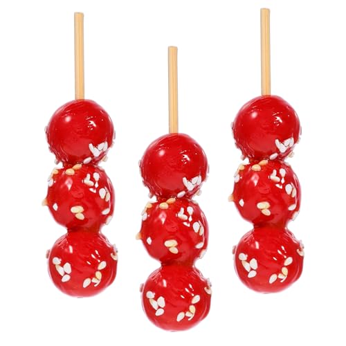 JOINPAYA 3 Stück Kandiertes Haws-Modell puppenhauszubehör simulierte kandierte Haws winzige kandierte Kerne Mini Hausmannskost Frühlingsfest-Ornamente winziges Essen PVC rot von JOINPAYA
