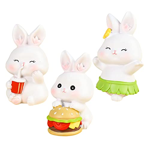 JOINPAYA 3 Stück Kaninchen Figuren Niedliche Deko für Kuchen für Ostern mit Farbenfrohen Mustern und Stabiler Basis für Tortendekoration von JOINPAYA