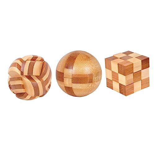JOINPAYA 3 Stück Kongming Schlossspielzeug Spielspielzeug Freischalten Luban-Lock- Kinderspielzeug Kongming Schloss Kongming-Schloss-Puzzle Bambus Hellbraun von JOINPAYA