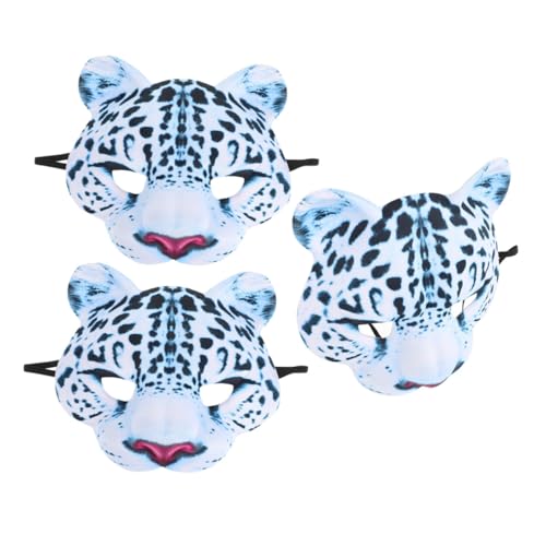 JOINPAYA 3 Stück Leopard Halbgesichtsmaske aus Leichtem EVA Material für Halloween Tierkostüm Party Dekoration Karneval Zubehör von JOINPAYA