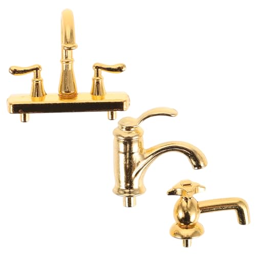 JOINPAYA 3 Stück Miniatur Wasserhahn Teilig Realistische Puppenhaus Badezimmer Deko Fotorequisiten für Dioramen von JOINPAYA