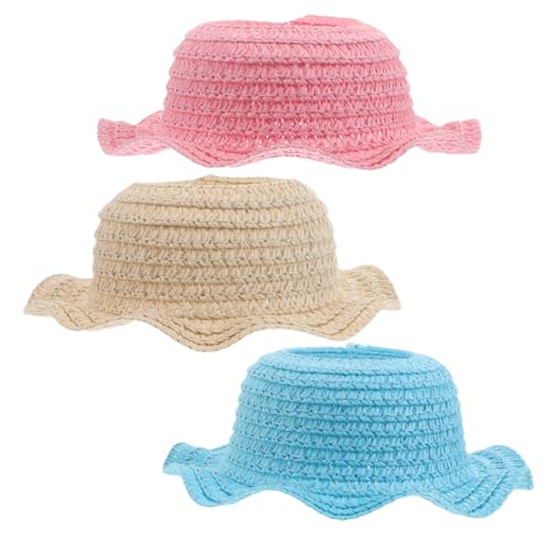 JOINPAYA 3 Stück Miniatur Woven Hats Handgefertigte Strohhüte für DIY Bastelarbeiten Große Kostümaccessoires für Puppen mit Atmungsaktivem Design und Universeller Passform von JOINPAYA