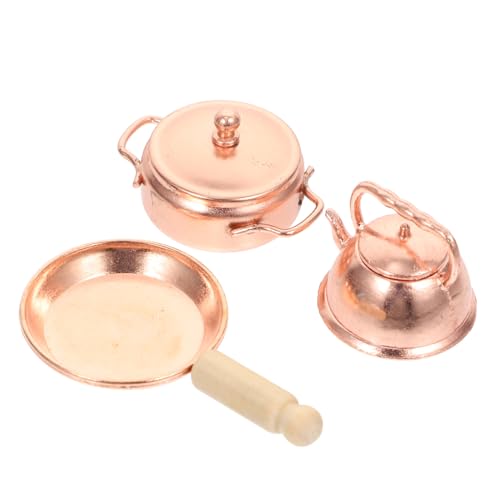 JOINPAYA 3 Stück Minitopf Werkzeug Miniatur-kochgeschirr- Puppenhauslieferungen Mini-hausschmuck Kleine Hausdekoration Zubehör Für Puppenhäuser Aluminiumlegierung Golden von JOINPAYA