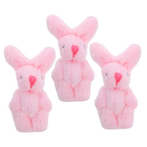 JOINPAYA 3 Stück Puppenhaus-Kaninchen- Winziges gemeinsames Kaninchen kleine Hasenpuppe Plüsch Kaninchen Ornament Puppenhaus Tierfigur Miniatur-Hasen-Statue Kleiner Plüschhase Rosa von JOINPAYA