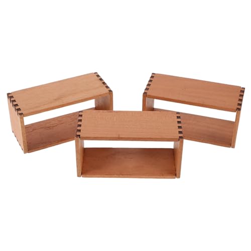 JOINPAYA 3 Stück Puppenhaus Möbel Verstellbares DIY Display Regal Eleganter Kirschholz-Look für Puppenhaus Schlafzimmer und Schreibtisch Dekoration von JOINPAYA