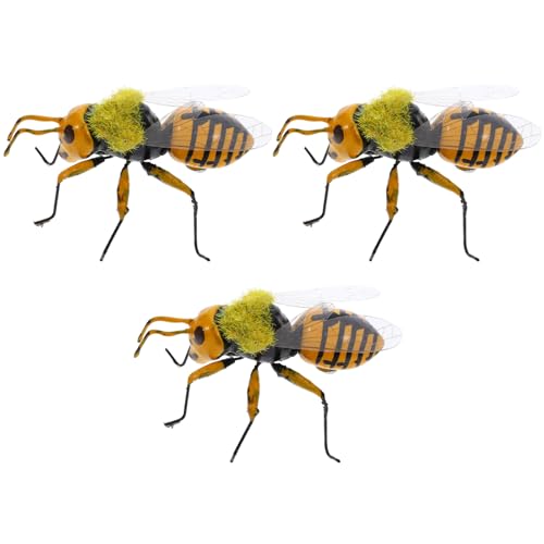 JOINPAYA 3 Stück Realistische Honigbienen-Figuren: Verschiedene Bienen-Modelle Aus Kunststoff Plüschtiere Garten-Fake-Insekten-Wissenschaftsprojekt Als von JOINPAYA
