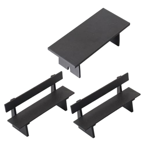 JOINPAYA 3-teiliges Miniatur-Bank- und Tischset für Puppenhausmöbel, Mini-Langstuhl und Schreibtisch für Mikrolandschaft, DIY-Puppenhaus, Basteldekor, Gartenpark-Zubehör von JOINPAYA