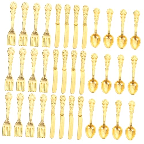 JOINPAYA 36 Stück Besteck- Und Gabelmodellzubehör Kinderküchenzubehör Geschirr DIY Messer Puppenhaus-miniaturartikel Küchenzubehör Für Puppenstuben Puppenstubensilber Legierung Golden von JOINPAYA