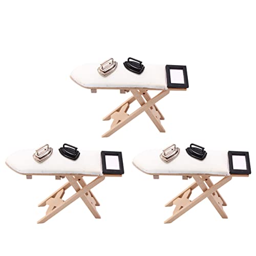 JOINPAYA 3St Mini-Bügeltisch mini mini Toys Miniature Furniture Miniature playset Miniature Model Anzeige faltbar Planke Unterlage Gestell Miniaturspielzeug Mini-Bügelbrett Holz von JOINPAYA