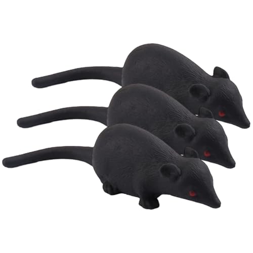 JOINPAYA 3St Simulationsmaus für kinderspielzeug Elastisches spielsachen für quetschies sensorisches Zappelspielzeug Plastik Black von JOINPAYA