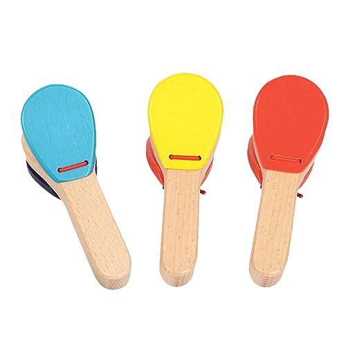 JOINPAYA 3st Kastagnetten Mit Babygriff Kastagnetten Für Percussion-musikspielzeug Kinderinstrument Instrumente Für Musikinstrument- Kastagnetten- Holz von JOINPAYA