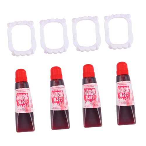 JOINPAYA 4 Sätze Halloween-Horror-Zähne Multipack Falsche Zähne gefälscht Fang Halloween Halloween Toys Cosplay-Reißzähne Plasmaprothesen Kunststoff und Lebensmittelfarbe Colorful von JOINPAYA