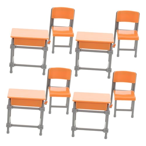 JOINPAYA 4 Sätze Miniatur Schulmöbel Teilig Kunststoff Miniatur Klassenzimmer Zubehör Stabile Schulbank und Stuhl Filigrane Puppenhaus Möbel für Kleine Räume Dekoratives Mini Möbel von JOINPAYA