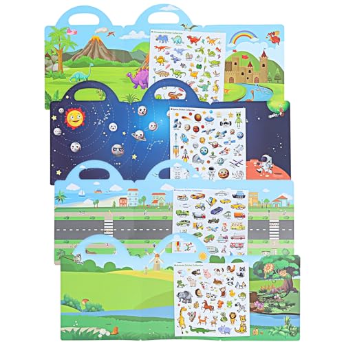 JOINPAYA Selbstklebendes Stickerbuch Für Jungen Und Mädchen Erkenntnisszenen 4 Sets Vorschul-lernspielzeug Sticker- -Buch von JOINPAYA