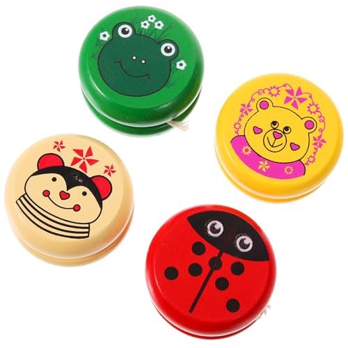 JOINPAYA 4stücke Junge Mädchen Cartoon Holz-yoyos Lustiges Lernspielzeug Für Jungen Und Mädchen Fördert Farb Und Hand-Augen-koordination Tragbar Für Yoyo-Fans Farbe Zufällig von JOINPAYA