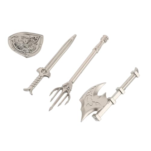 JOINPAYA 4 Stück Baustein Zubehör Spielspielzeug Kleinkind Schwerter Für Jungen Spielzeugschild Für Actionfiguren DIY Schulbedarf Silber Kunststoff von JOINPAYA