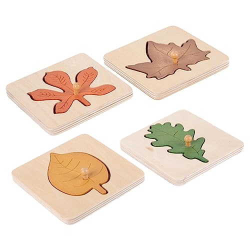 JOINPAYA 4 Stück Blatt-Puzzle Kleinkinder Frühes Bildungsspielzeug Pädagogisches Passendes Vorschulrätsel Formen -lernspielzeug Kognitiver Puzzlespielzeug Fallen Holz von JOINPAYA