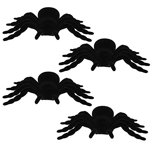 JOINPAYA 4 Stück Große Spinne Halloween- Spinnenplüsch Halloween-miniaturen Halloween-streich-Requisiten Halloween-Banner Halloween-fensteraufkleber Kostüm Beflockung Black von JOINPAYA
