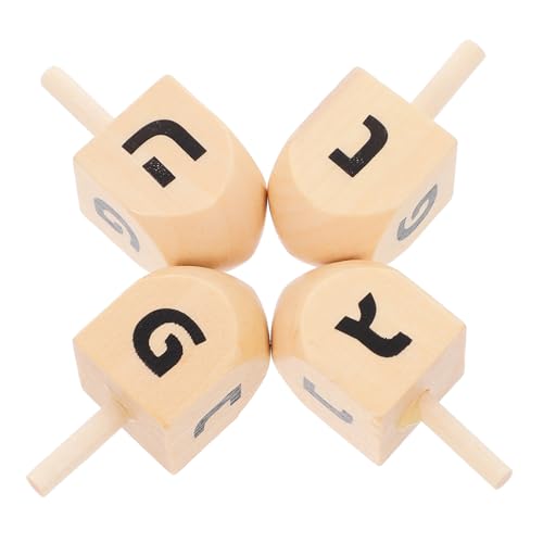 JOINPAYA 4 Stück Holz Dreidel für Chanukka Unvollendete Holzspielzeuge für DIY Projekte und Dekoration für Feiertagsaktivitäten Höhe von JOINPAYA