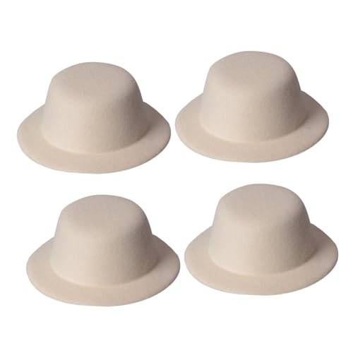JOINPAYA 4 Stück Hut Embryo Kleiner Zylinder Hochzeit Zubehör für die Herstellung von Kopfbedeckungen Party Stoff Weiß Headband Kopfband kleine formelle Hüte kleine Tops hüte Netz Beige von JOINPAYA