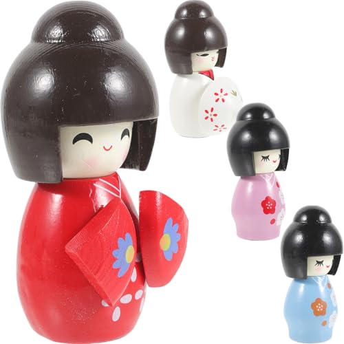 JOINPAYA 4 Stück Japanische Kimono Puppe Teiliges Traditionelle Asiatische Deko für Wohnräume Restaurants und Souvenirs Holzfigur mit Glatter Oberfläche für Stilvolle Inneneinrichtungen JOINPAYA 4 Stück Japanische Kimono Puppe Teiliges Traditionelle Asiatische Deko für Wohnräume Restaurants und Souvenirs Holzfigur mit Glatter Oberfläche für Stilvolle Inneneinrichtungen von JOINPAYA