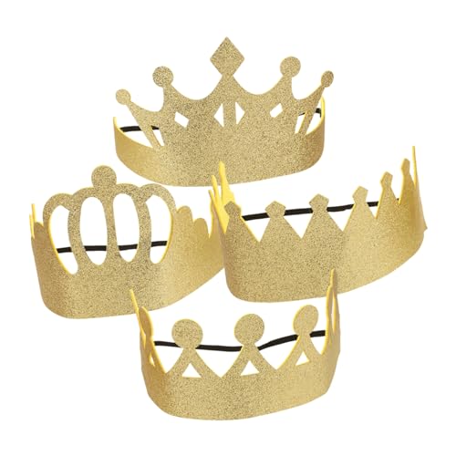 JOINPAYA 4 Stück Kindergeburtstagskrone Spielkrone Kleinkindkrone Babyprinz Kostümkrone Geburtstagsmütze Prinzenkrone Jungenkrone Kinderkönigskostüm Kinderkrone Polyester Golden von JOINPAYA