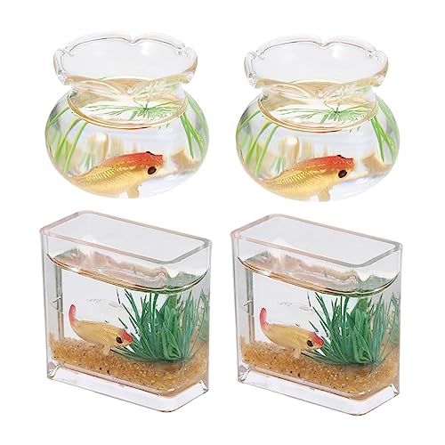 JOINPAYA 4 Stück Koi-Panzer wohnzimmerdeko gartendeko Hausdekoration Tischdekoration Mikrolandschaft Ornament Mini-Aquarium-Puppenhaus Schüssel Szene Miniatur-Zubehör Miniaturspielzeug Glas von JOINPAYA