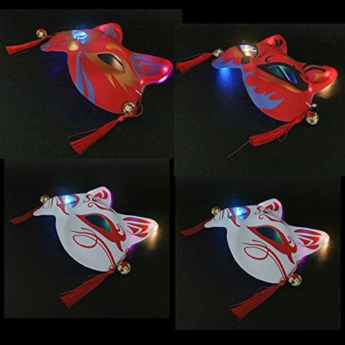 JOINPAYA 4 Stück Leuchtende Maske Leuchtende Cosplay-masken Halloween-anziehrequisite Halloween-cosplay-masken Halloween-fuchsmasken Dekorative Masken Maskerade Masken Led Lichter von JOINPAYA