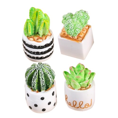 JOINPAYA 4stücke Miniatur Pflanzen Teiliges Cactus Und Sukkulente Deko Für Puppenhaus Und Landschaft Hochwertige Harzfiguren Für Kreative Garten Dekoration von JOINPAYA