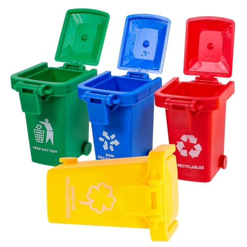 JOINPAYA 4 Stück Mini-Mülleimer Für Puppenhaus: Leuchtende Farben Mülltonne Müllsortierspiel Miniatur-Mülltonne-Modell Für Puppenhaus von JOINPAYA