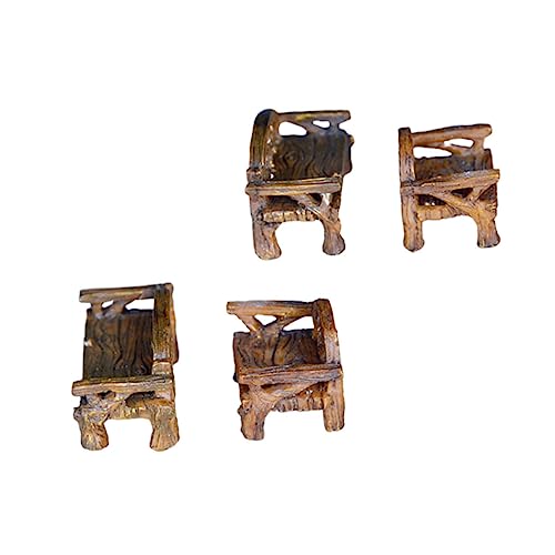 JOINPAYA 4 Stück Mini -Tisch und Stuhlhandwerk Ministühle für Puppe Mini -Bank Miniaturen Mini-Kleinmöbel Miniaturlandschaftszubehör Pflanzendekoration Mini-Harzstuhl Mini-Longsessel von JOINPAYA