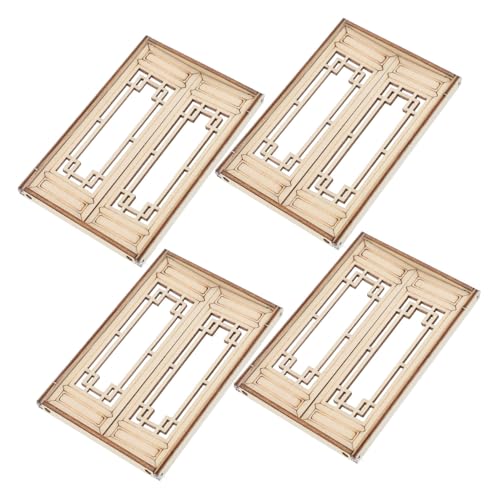 JOINPAYA 4 Stück Mini-hausfenster Mini-hausbausatz Miniatur-puppenhauszubehör Mini-simulationsmöbel Mini-fensterrahmenmodell Miniatur-puppenhausfenster Puppenhausmöbel Holz von JOINPAYA