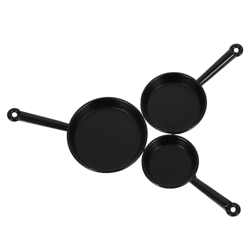JOINPAYA 4 Stück Mini-küchengeschirr Miniatur Vorgeben Utensilien Pfannenset Stellen Sie Sich Vor, Sie Eine Bratpfanne DIY Puppenhaus-küchendekoration Mini-Sachen Schwarz von JOINPAYA