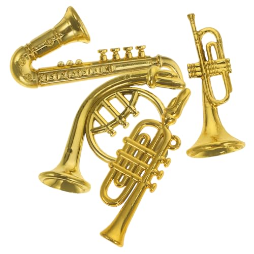 JOINPAYA 4 Stück Mini-musikinstrumentenmodell Winzig Miniatur Ornament Musical Klein Mini-Kunststoff-Musikinstrument Sammlerstücke Für Musikinstrumente Wohnaccessoires Golden Plastik von JOINPAYA