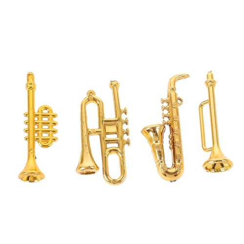 JOINPAYA 4 Stück Miniaturen Miniaturzimmer Miniatur-Musikinstrumente Bausätze Mini-Instrumente bastelzeug musikspielzeug Mini-Kunststoff-Musikinstrument Fotografie-Requisiten Plastik Golden von JOINPAYA