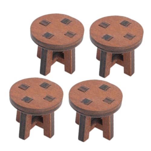 JOINPAYA 4 Stück Minihocker für kinderspielzeug Miniaturstuhl Ornament Geburtstagsgeschenke für miniaturmodelle Mini-Stuhl Puppenhaus-Stuhl-Requisite Holz Brown von JOINPAYA