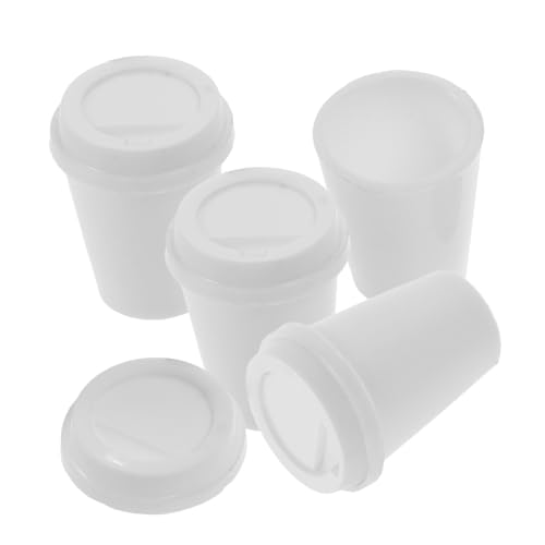 JOINPAYA 4 Stück Puppenhaus-Kaffeetasse interaktives puppenhaus küchenzubehör Kaffeetassen Handwerk Mini Kaffeebecher Mini-Kaffeetassen zum Basteln Tee-Mini-Tassen Plastik Weiß von JOINPAYA