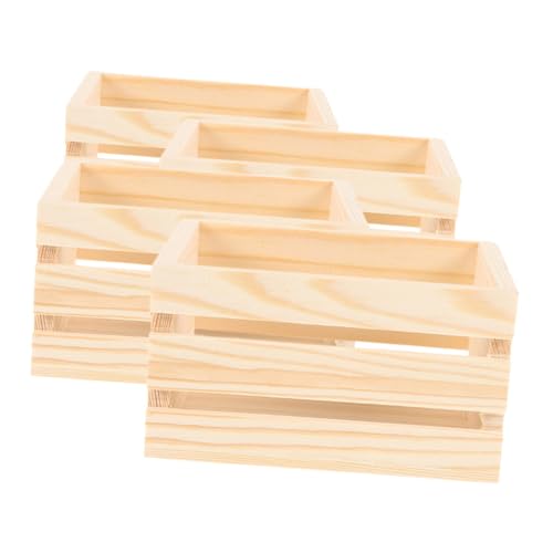 JOINPAYA 4 Stück Puppenhaus-aufbewahrungskorb Mini-landschaftsmodell Minikisten Zum Basteln Miniaturmöbel Und Accessoires Puppenhaus- Miniaturkiste Zum Basteln Kleine Kisten Holz Beige von JOINPAYA
